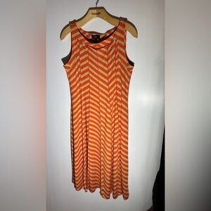 Orange Striped Sleeveless Dress